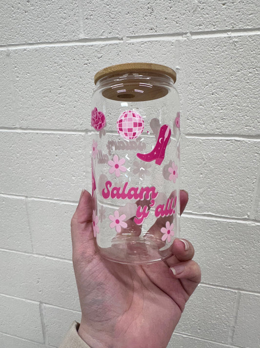 16oz salam y’all coffee glass