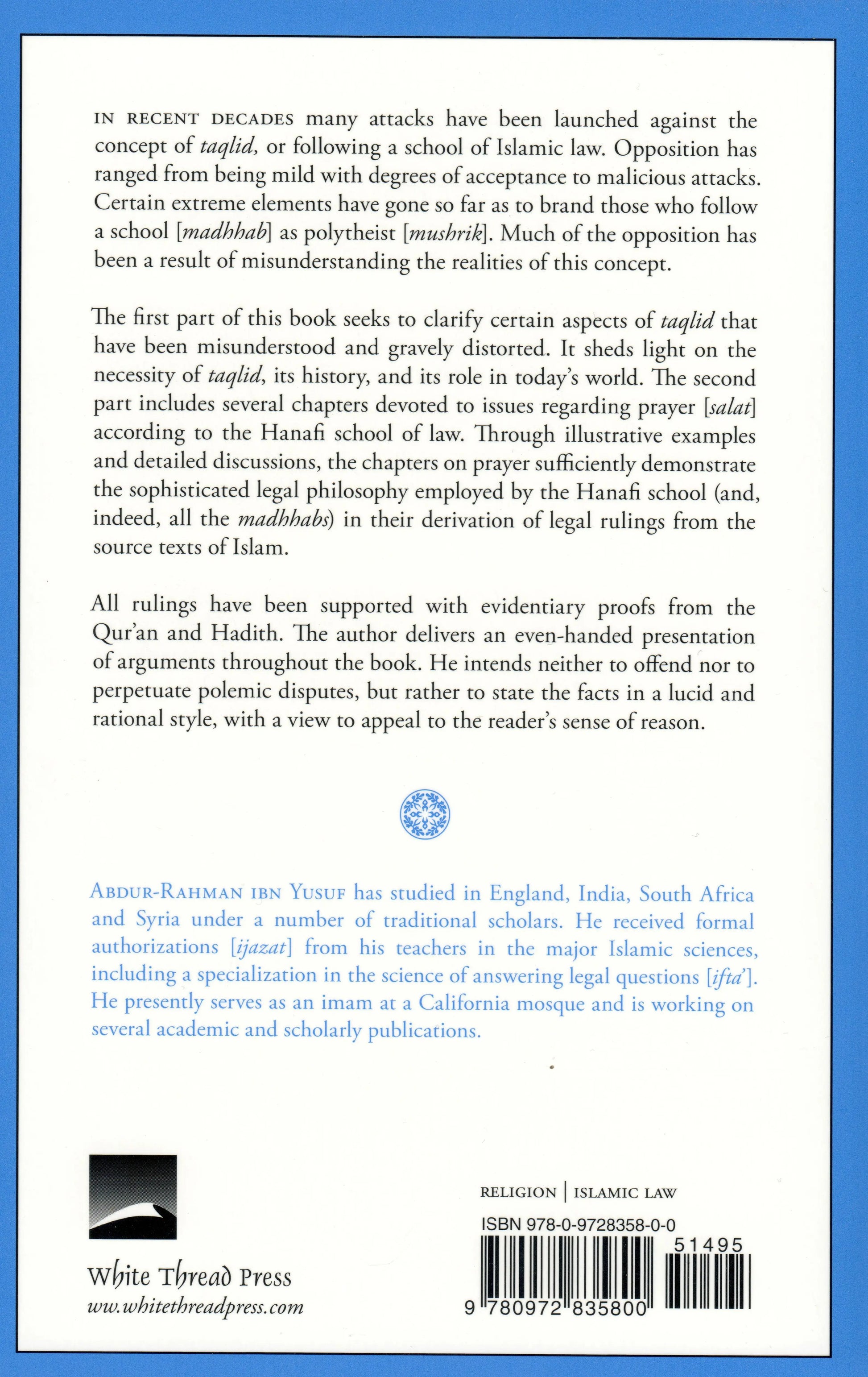 Fiqh Al-Imam: Key Proofs in Hanafi Fiqh White Thread Press